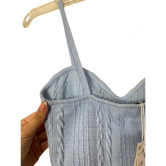 ZARA Women's Cable Knit Crop Top Tank Baby Blue Size Small NWT - Picture 11 of 16
